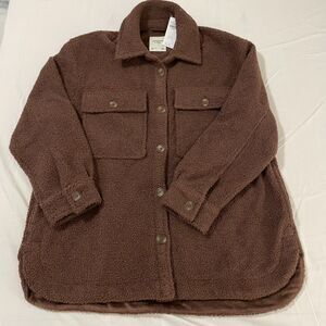 NWT! Abercrombie & Fitch Teddy Sherpa Coat / Shacket - Brown - XL
